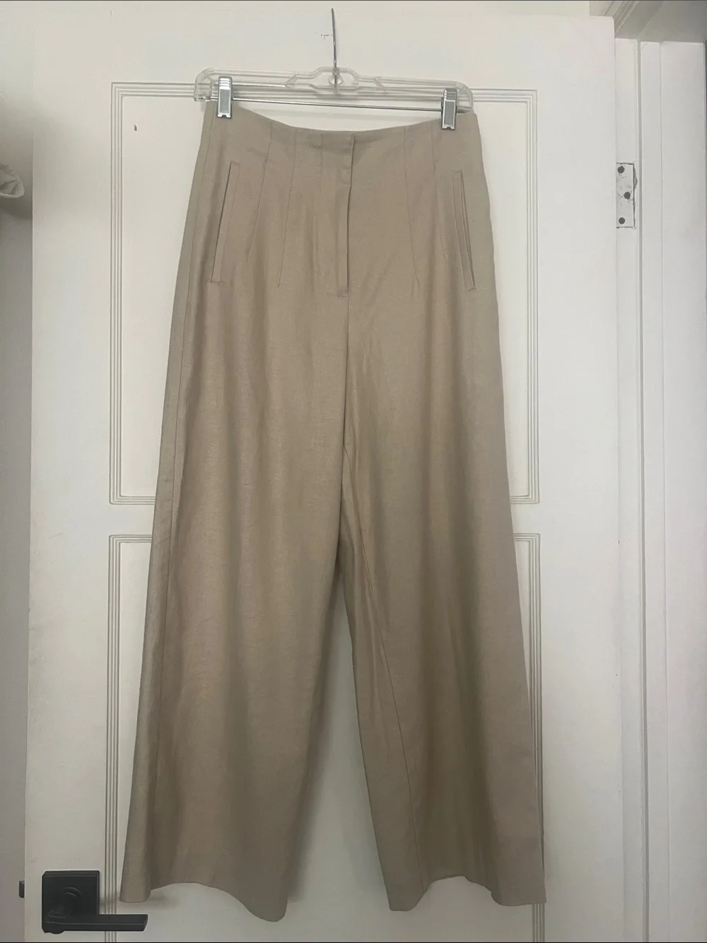 Zara High Waisted Linen Cropped Pants